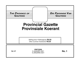 Provincial Gazette Provinsiale Koerant