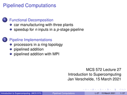 Pipelined Computations