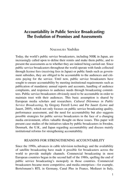 Accountability in Public Service Broadcasting: the Evolution of Promises and Assessments