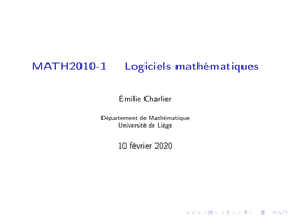 MATH2010-1 Logiciels Mathématiques