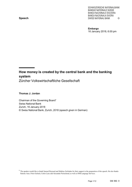 How Money Is Created by the Central Bank and the Banking System Zürcher Volkswirtschaftliche Gesellschaft