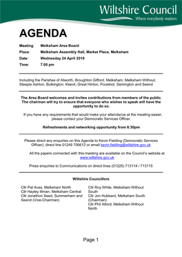 (Public Pack)Agenda Document for Melksham Area Board, 24/04/2019