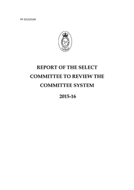 Report of the Select Committee of Tynwald to Review the Committee