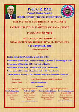 Prof. C.R. RAO (Padma Vibhushan Awardee) BIRTH CENTENARY CELEBERATIONS