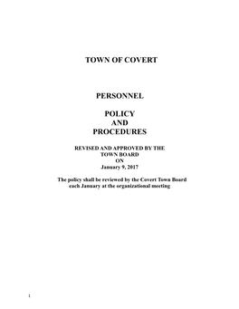 Town of Covert Personnel Policy and Procedures