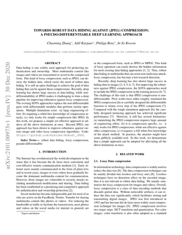 Arxiv:2101.00973V1 [Eess.IV] 30 Dec 2020 Ternet Users Mainly Communicated in the Form of Plain Text, Reduce the Data Size [8]