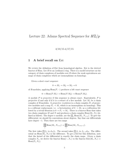 L22 Adams Spectral Sequence