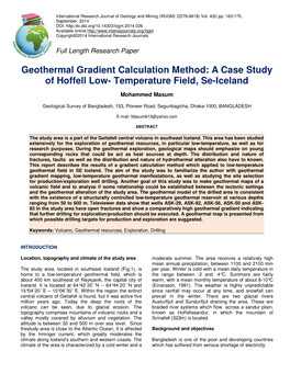 Geothermal Gradient Calculation Method: a Case Study of Hoffell Low- Temperature Field, Se-Iceland