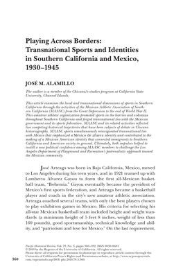 Transnational Sports and Identities in Southern California and Mexico, 1930–1945