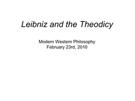 Leibniz and Theodicy Nicholas R. Green