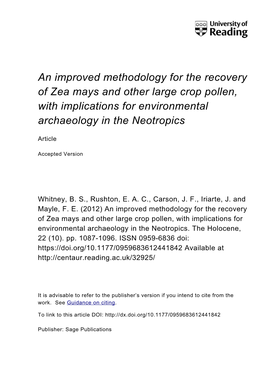 Sieving Methodology for Recovery of Large Cultigen Pollen