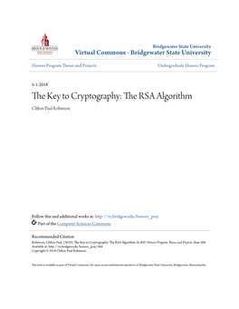 The RSA Algorithm Clifton Paul Robinson