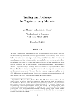 Trading and Arbitrage in Cryptocurrency Markets