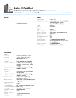 Suzhou IFS Fact Sheet