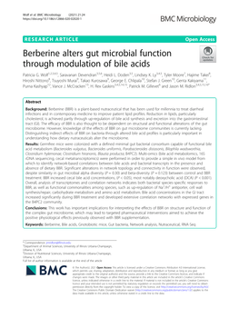 Berberine Alters Gut Microbial Function Through Modulation of Bile Acids Patricia G