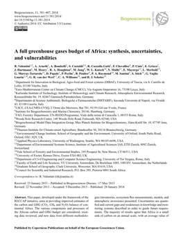 A Full Greenhouse Gases Budget of Africa: Synthesis, Uncertainties, and Vulnerabilities