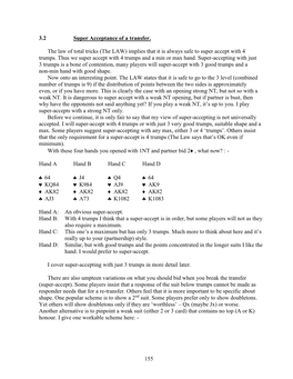 155 3.2 Super Acceptance of a Transfer. the Law of Total Tricks