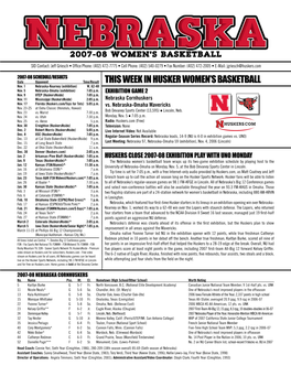 This Week in Husker Women's Basketball