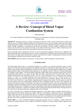 A Review: Concept of Diesel Vapor Combustion System
