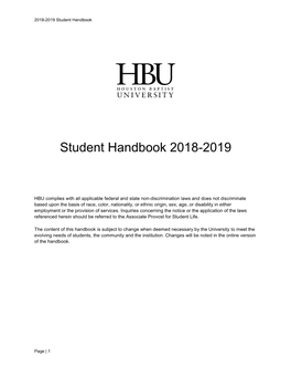 2018-2019 Student Handbook