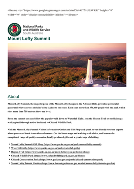 Mount Lofty Summit About