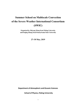 Summer School on Multiscale Convection of the Severe Weather International Consortium (SWIC)