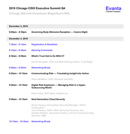 2019 Chicago CISO Executive Summit Q4 Chicago Marriott