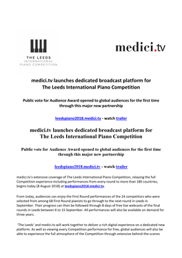 Medici.Tv Launches Dedicated Broadcast Platform for the Leeds International Piano Competition