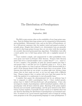 The Distribution of Pseudoprimes