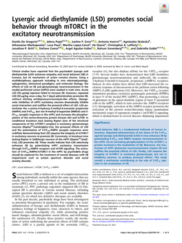 Lysergic Acid Diethylamide (LSD) Promotes Social Behavior Through Mtorc1 in the Excitatory Neurotransmission