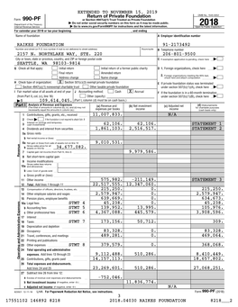 Raikes Foundation 2018 Federal 990-PF (Attach to WA State Filing (8218