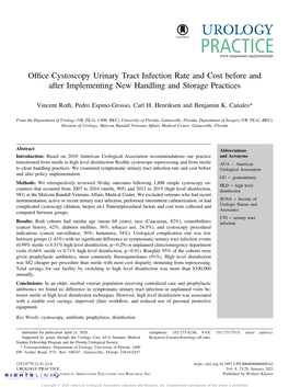Office Cystoscopy Urinary Tract Infection Rate and Cost Before And