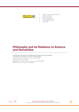 Philosophy and Its Relations to Science and Humanities