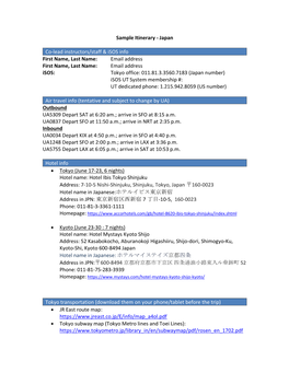 Sample Itinerary - Japan