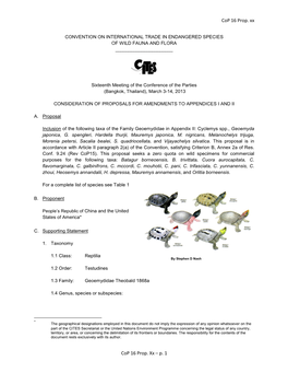 Proposals for Amendments to Appendices I and Ii