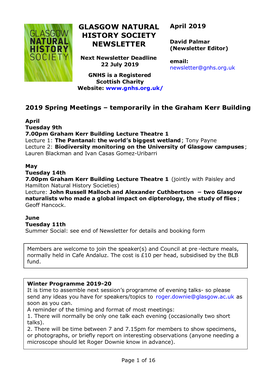 GNHS Newsletter 2 April 2019