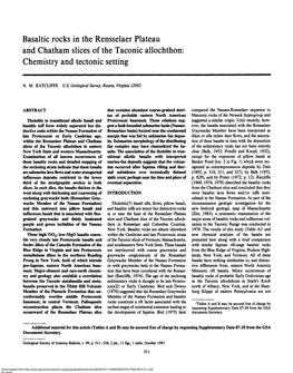 Basaltic Rocks in the Rensselaer Plateau and Chatham Slices of the Taconic Allochthon: Chemistry and Tectonic Setting