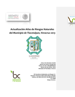 Actualización Atlas De Riesgos Naturales Del Municipio De Tlacotalpan, Veracruz 2013