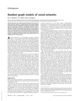 Random Graph Models of Social Networks