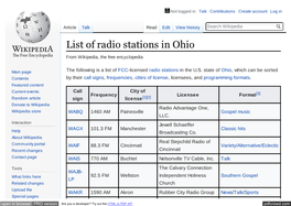 List of Radio Stations in Ohio