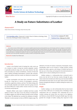 A Study on Future Substitutes of Leather
