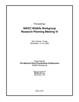 Proceedings of Wildlife Research Meeting VI