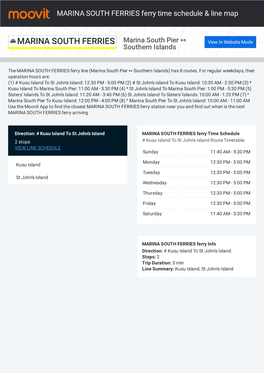 MARINA SOUTH FERRIES Ferry Time Schedule & Line Route