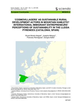 'Cosmovillagers' As Sustainable Rural