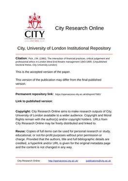 City, University of London Institutional Repository