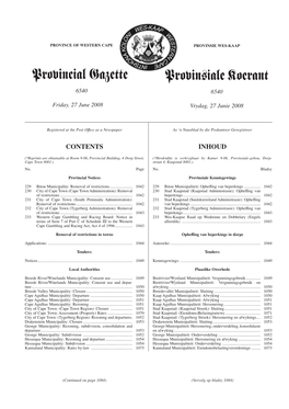 Provincial Gazette Provinsiale Koerant 6540 6540