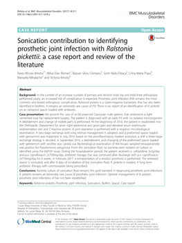 Sonication Contribution to Identifying Prosthetic Joint Infection With