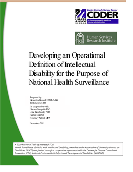 Developing an Operational Definition of Intellectual Disability for the Purpose of National Health Surveillance