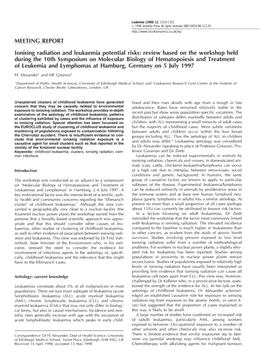 MEETING REPORT Ionising Radiation And