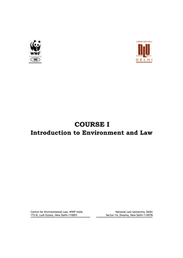 COURSE I Introduction to Environment and Law